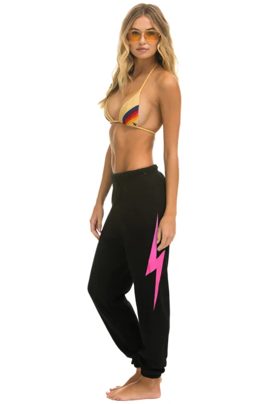 BOLT SWEATPANTS - BLACK // NEON PINK sold by Aviator Nation