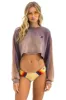 CLASSIC STRIPE CROPPED CREW SWEATSHIRT RELAXED - FADED MOCHA sold by Aviator Nation