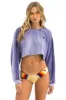 CLASSIC STRIPE CROPPED CREW SWEATSHIRT RELAXED - FADED GRAPE sold by Aviator Nation