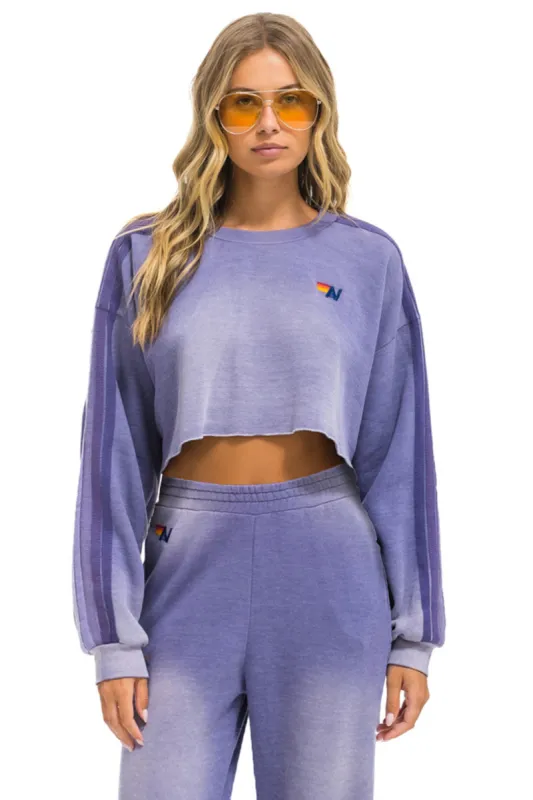 CLASSIC STRIPE CROPPED CREW SWEATSHIRT RELAXED - FADED GRAPE sold by Aviator Nation