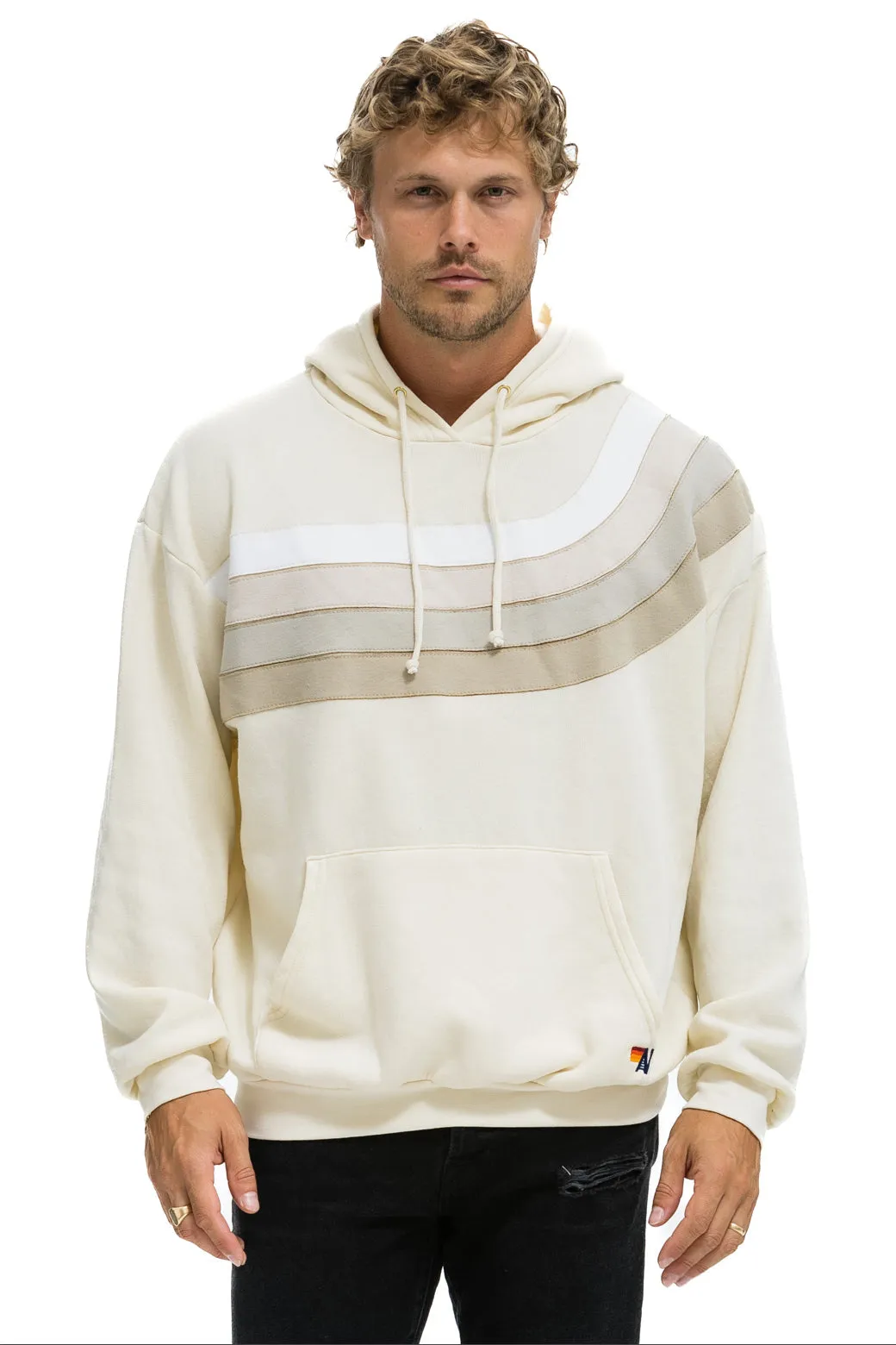 WAVE STRIPE 4 PULLOVER HOODIE RELAXED - VINTAGE WHITE // VINTAGE WHITE sold by Aviator Nation product image thumbnail 2