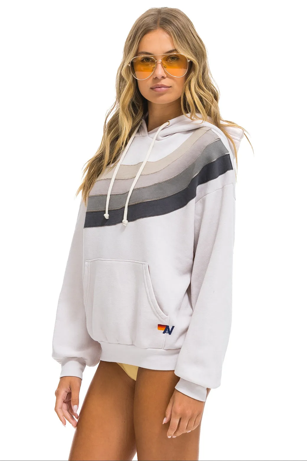 WAVE STRIPE 4 PULLOVER HOODIE RELAXED - DOVE // CHARCOAL sold by Aviator Nation product image thumbnail 3