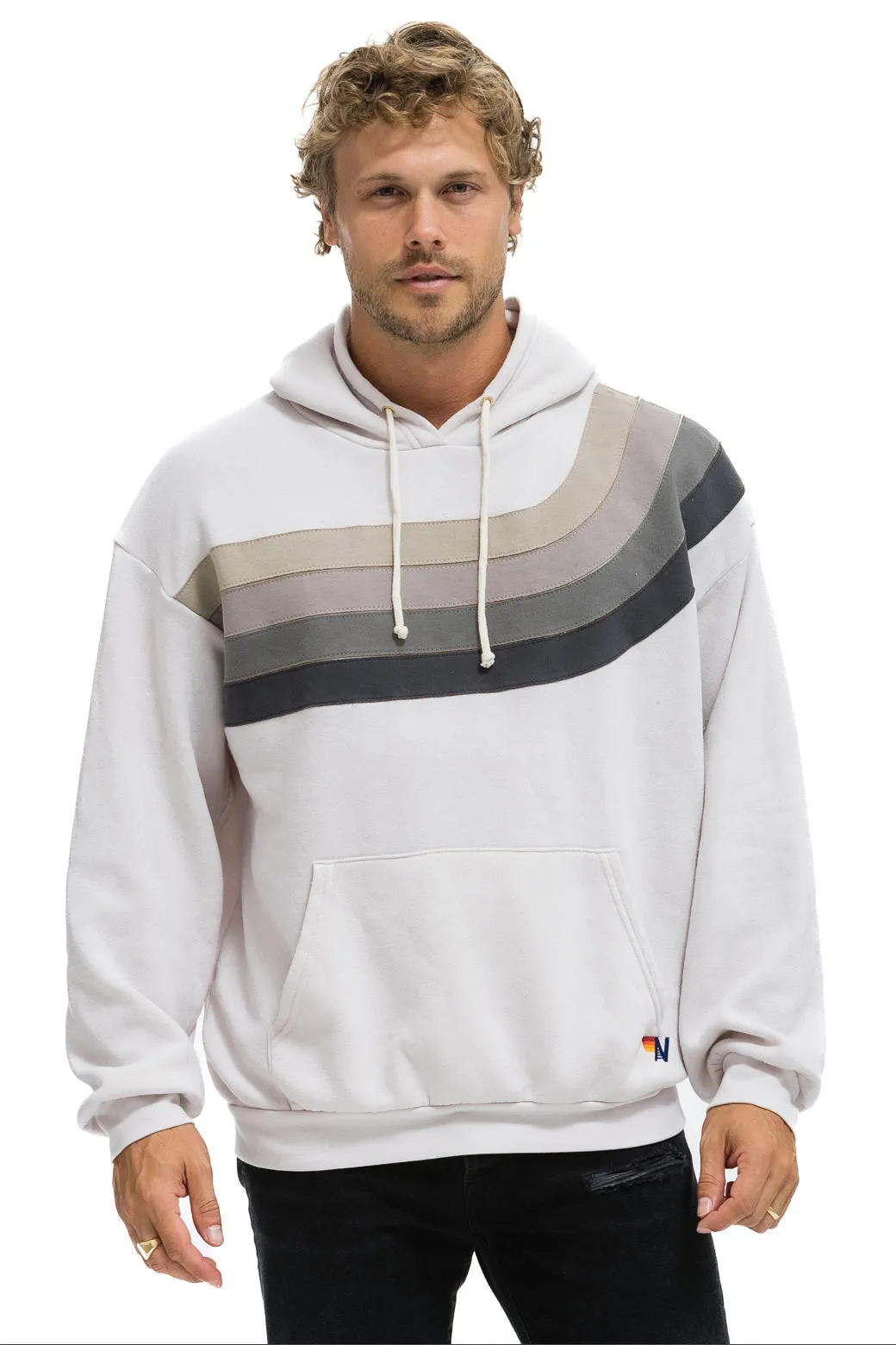 WAVE STRIPE 4 PULLOVER HOODIE RELAXED - DOVE // CHARCOAL sold by Aviator Nation product image thumbnail 2