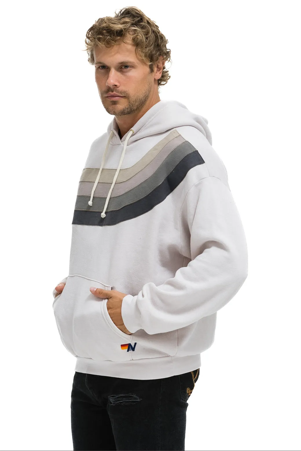 WAVE STRIPE 4 PULLOVER HOODIE RELAXED - DOVE // CHARCOAL sold by Aviator Nation product image thumbnail 4