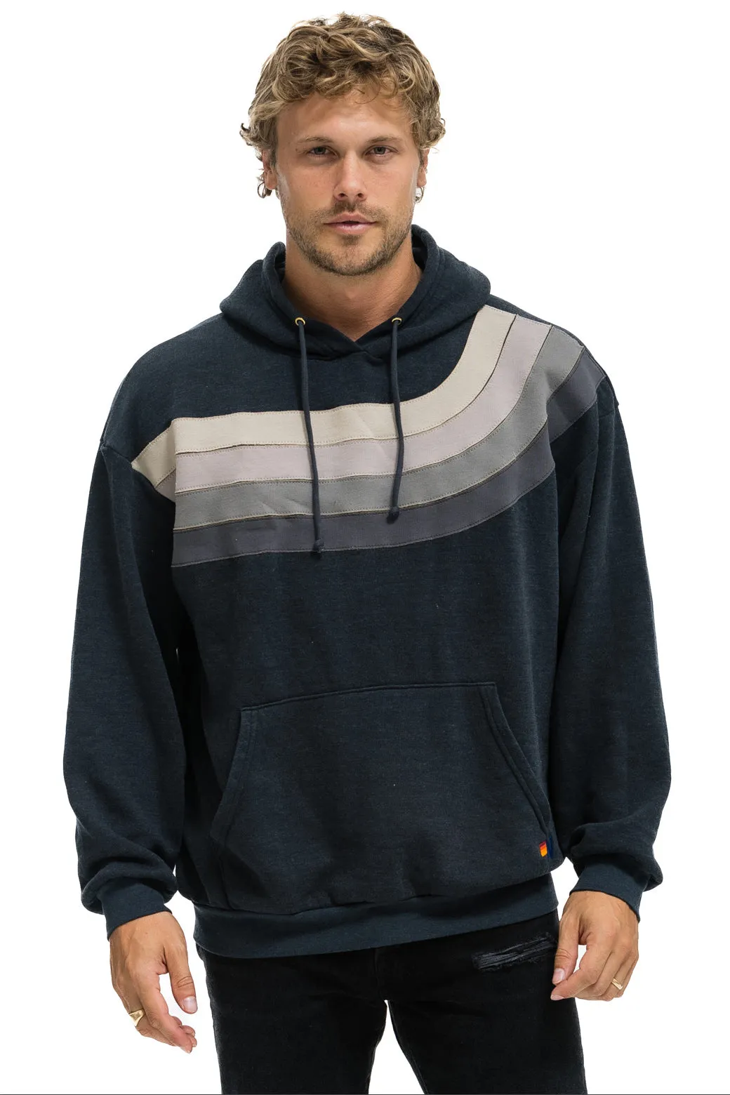 WAVE STRIPE 4 PULLOVER HOODIE RELAXED - CHARCOAL // CHARCOAL sold by Aviator Nation product image thumbnail 2