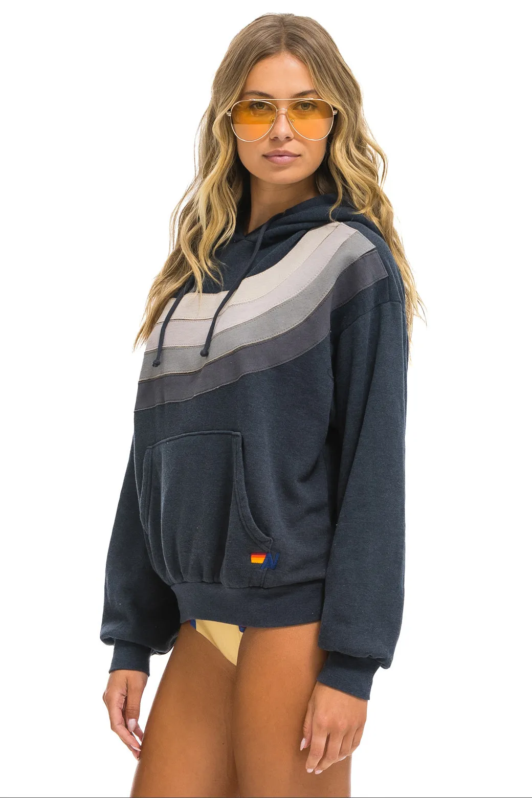 WAVE STRIPE 4 PULLOVER HOODIE RELAXED - CHARCOAL // CHARCOAL sold by Aviator Nation product image thumbnail 3