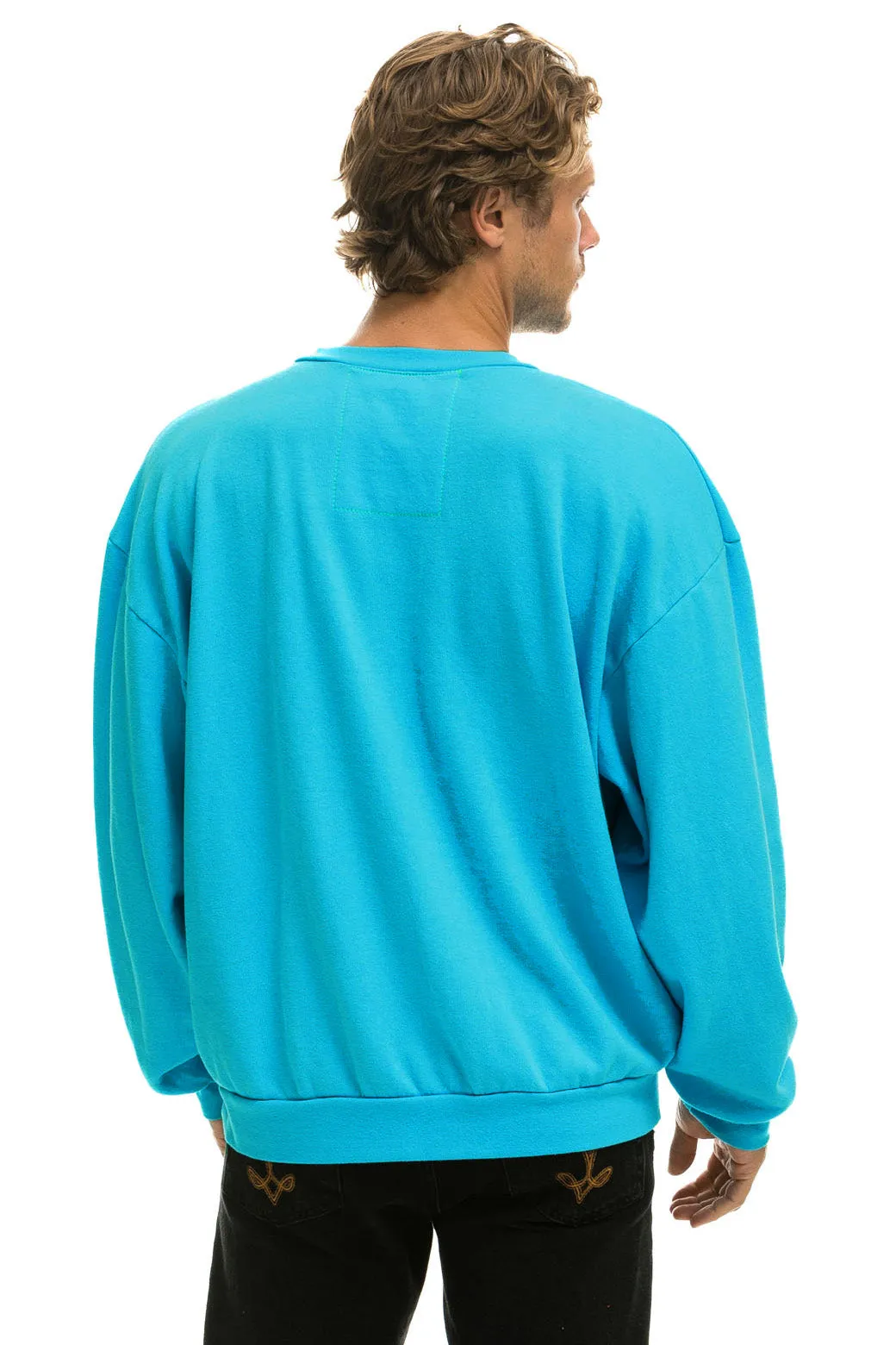 LOGO RELAXED CREW SWEATSHIRT - NEON BLUE sold by Aviator Nation product image thumbnail 4