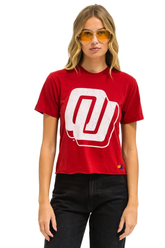 UNIVERSITY OF OKLAHOMA BOLT BOYFRIEND TEE - CRIMSON sold by Aviator Nation