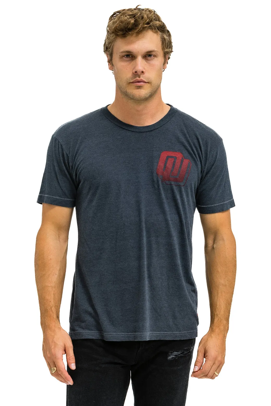 UNIVERSITY OF OKLAHOMA BOLT CREW TEE SHIRT - CHARCOAL sold by Aviator Nation product image thumbnail 2