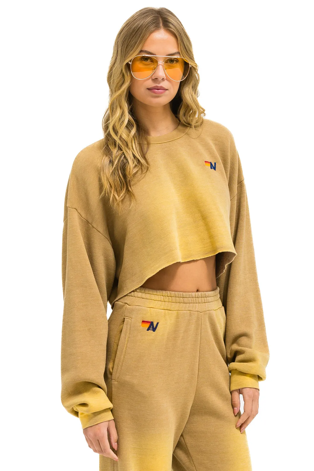 ESSENTIAL CROPPED CREW SWEATSHIRT RELAXED - FADED TAN sold by Aviator Nation product image thumbnail 3