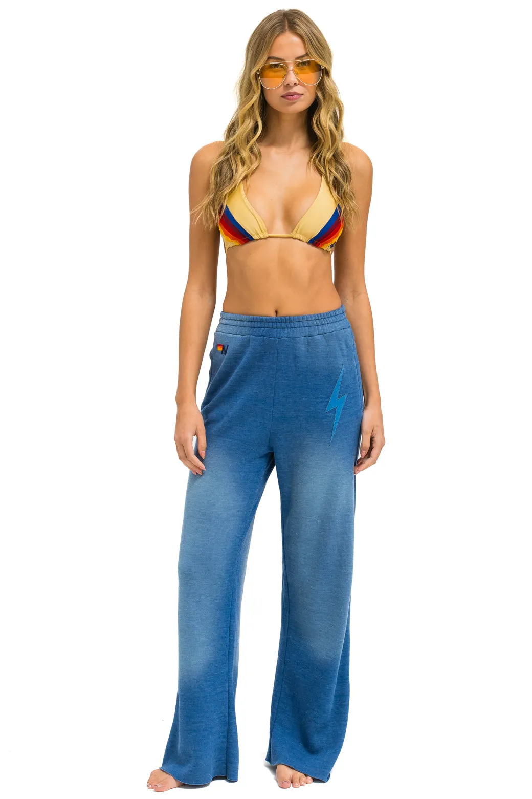 BOLT STITCH WIDE LEG POCKET SWEATPANTS - FADED WATER sold by Aviator Nation