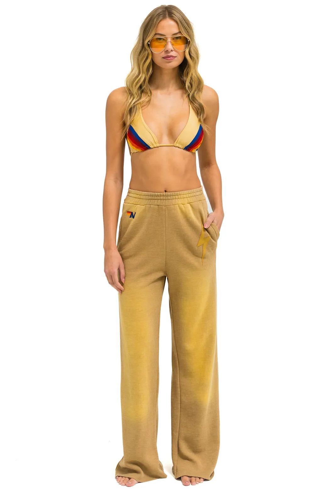 BOLT STITCH WIDE LEG POCKET SWEATPANTS - FADED TAN sold by Aviator Nation