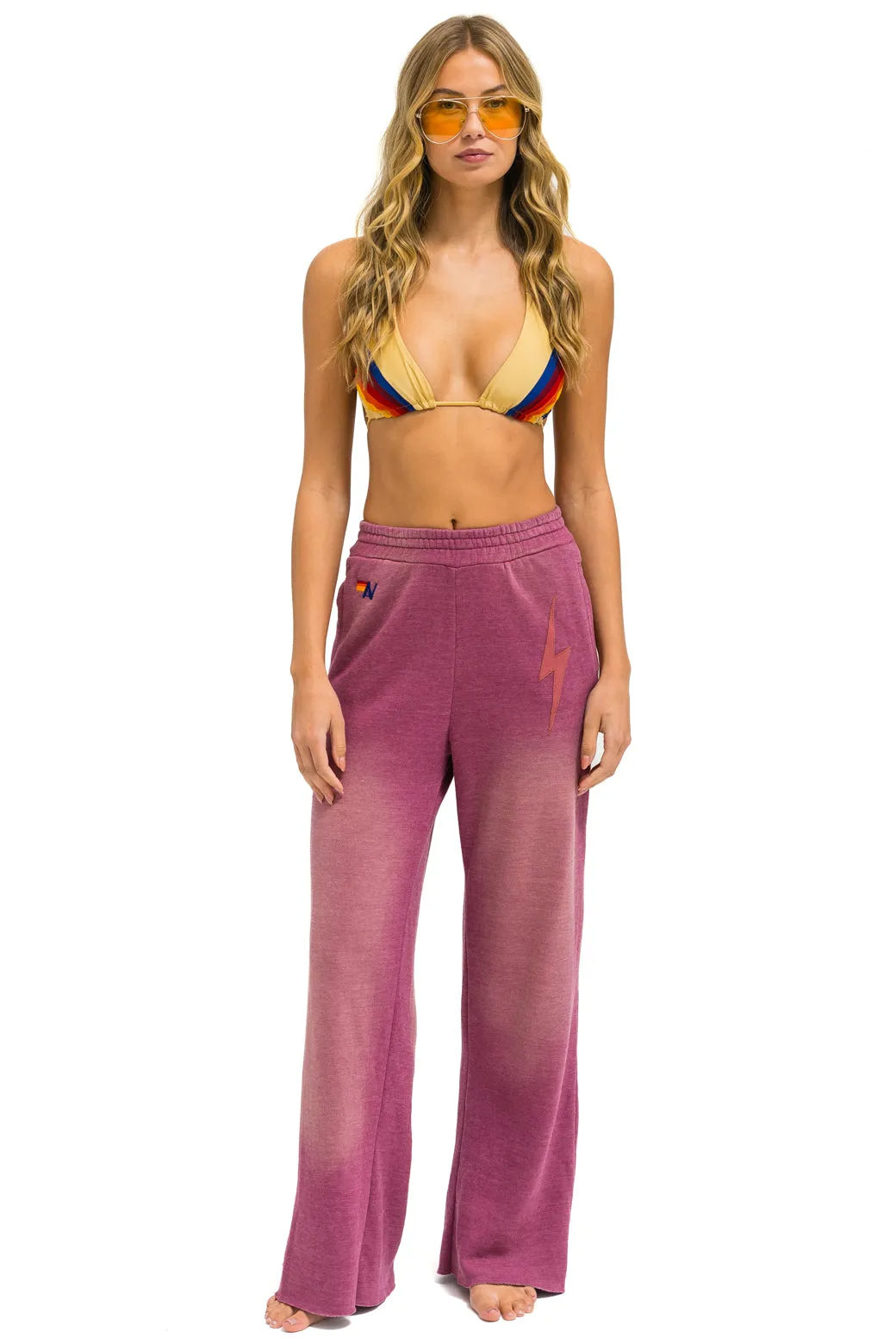 BOLT STITCH WIDE LEG POCKET SWEATPANTS - FADED BERRY sold by Aviator Nation