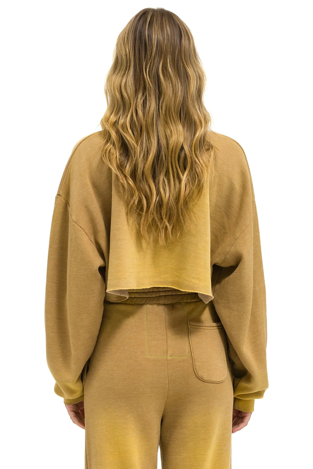 BOLT STITCH CROPPED CREW SWEATSHIRT RELAXED - FADED TAN sold by Aviator Nation product image thumbnail 4