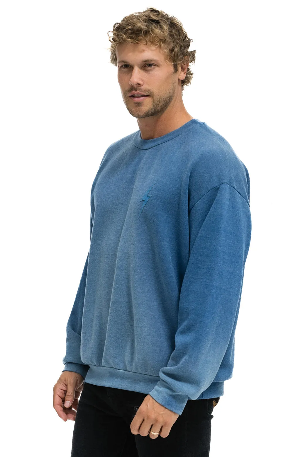 BOLT STITCH 2 RELAXED CREW SWEATSHIRT - FADED WATER sold by Aviator Nation product image thumbnail 4