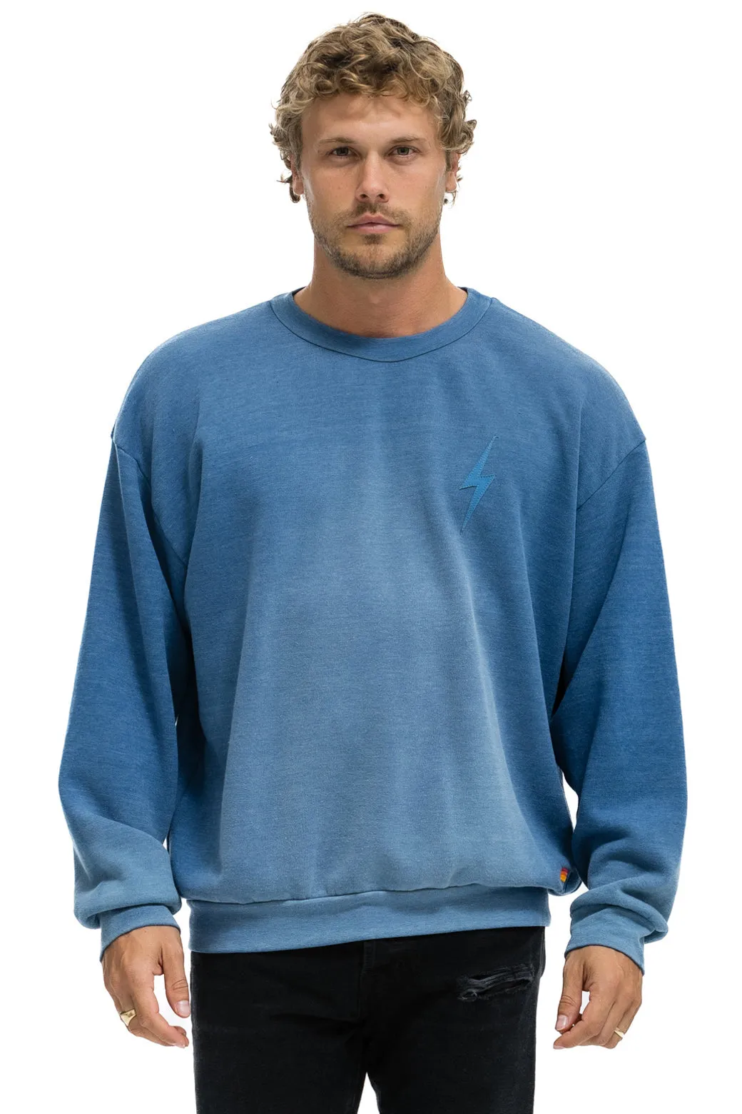 BOLT STITCH 2 RELAXED CREW SWEATSHIRT - FADED WATER sold by Aviator Nation product image thumbnail 2