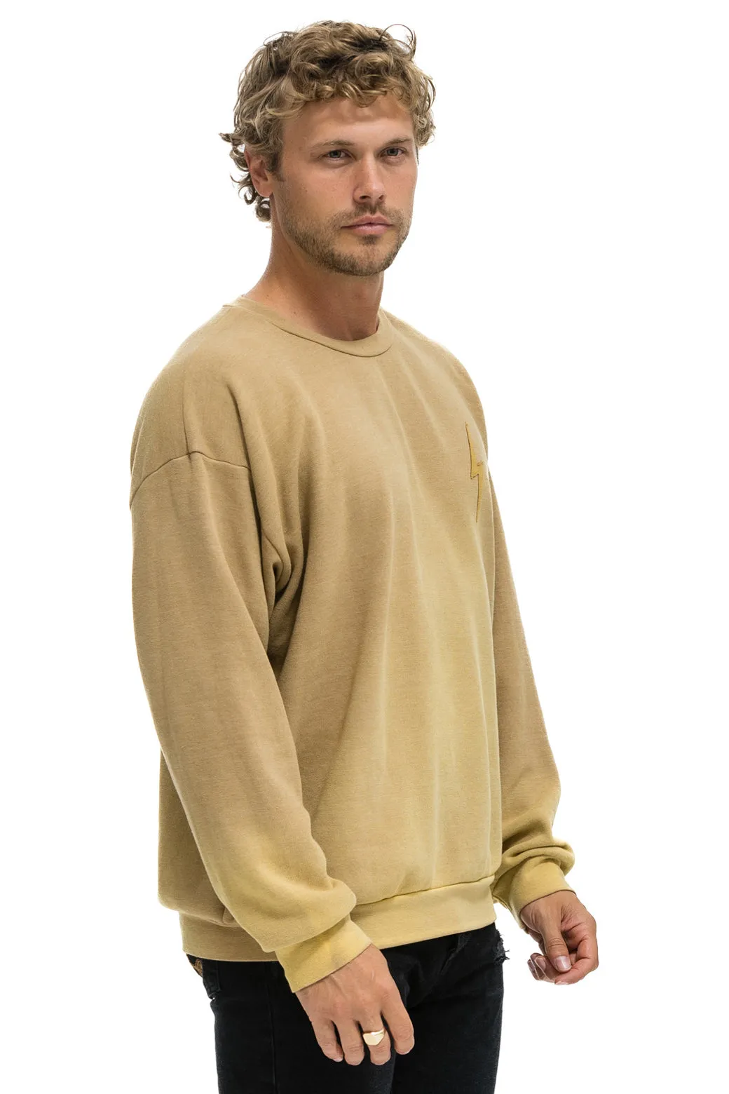BOLT STITCH 2 RELAXED CREW SWEATSHIRT - FADED TAN sold by Aviator Nation product image thumbnail 4