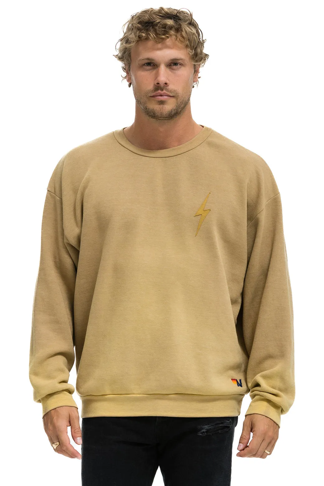 BOLT STITCH 2 RELAXED CREW SWEATSHIRT - FADED TAN sold by Aviator Nation product image thumbnail 2