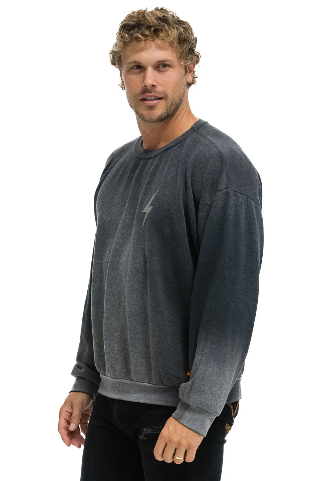 BOLT STITCH 2 RELAXED CREW SWEATSHIRT - FADED SMOKE sold by Aviator Nation product image thumbnail 4