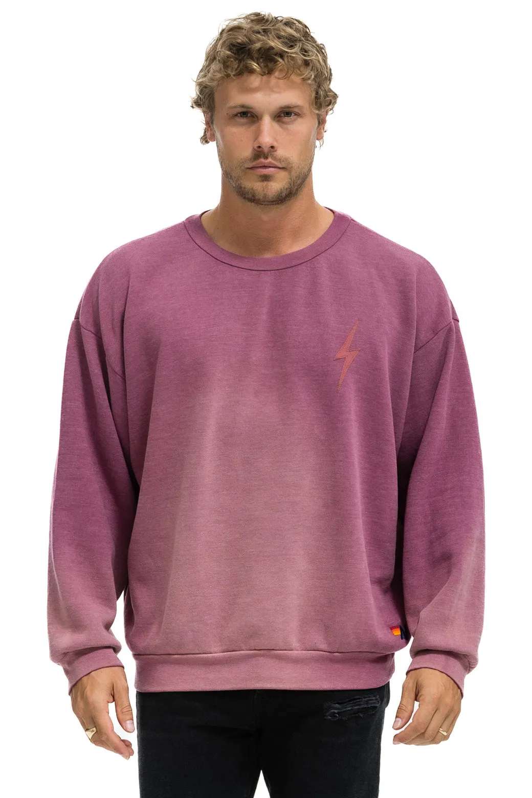 BOLT STITCH 2 RELAXED CREW SWEATSHIRT - FADED BERRY sold by Aviator Nation product image thumbnail 2
