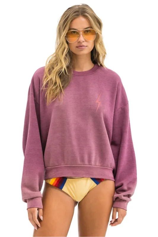 BOLT STITCH 2 RELAXED CREW SWEATSHIRT - FADED BERRY sold by Aviator Nation