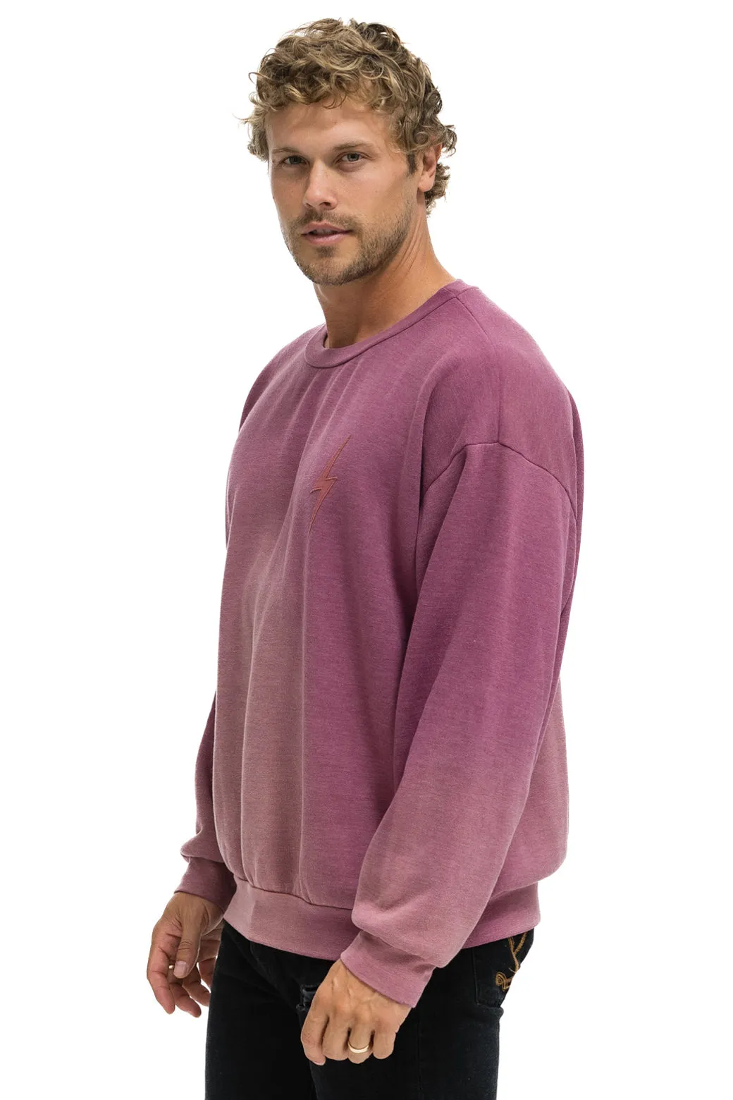 BOLT STITCH 2 RELAXED CREW SWEATSHIRT - FADED BERRY sold by Aviator Nation product image thumbnail 4