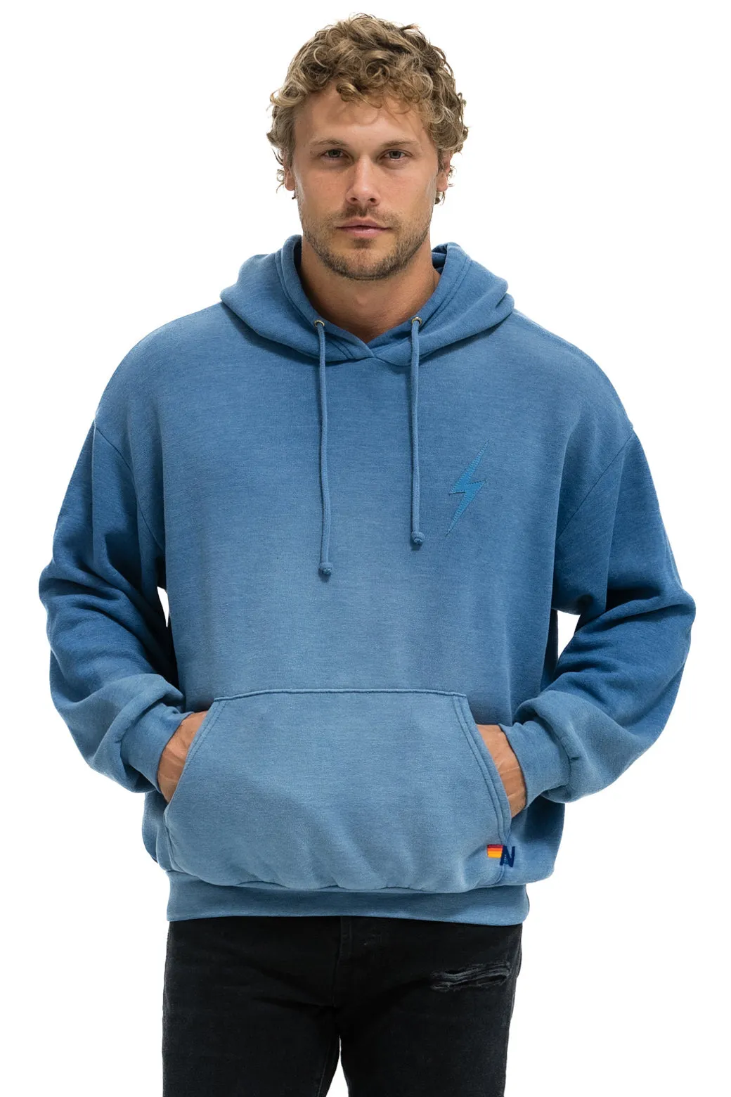 BOLT STITCH 2 RELAXED PULLOVER HOODIE - FADED WATER sold by Aviator Nation product image thumbnail 4