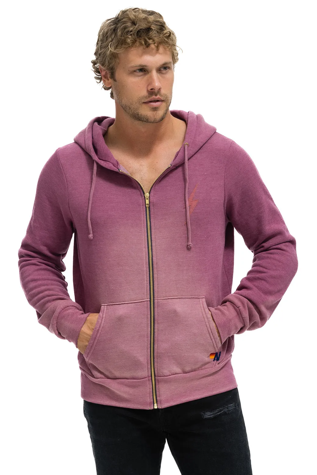 BOLT STITCH 2 ZIP HOODIE - FADED BERRY sold by Aviator Nation product image thumbnail 4