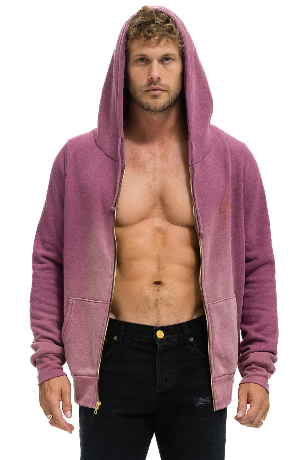 BOLT STITCH 2 ZIP HOODIE - FADED BERRY sold by Aviator Nation product image thumbnail 2