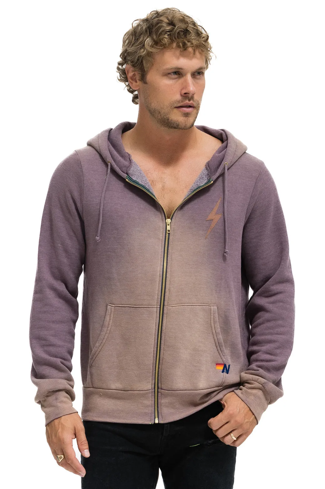 BOLT STITCH 2 ZIP HOODIE - FADED MOCHA sold by Aviator Nation product image thumbnail 4