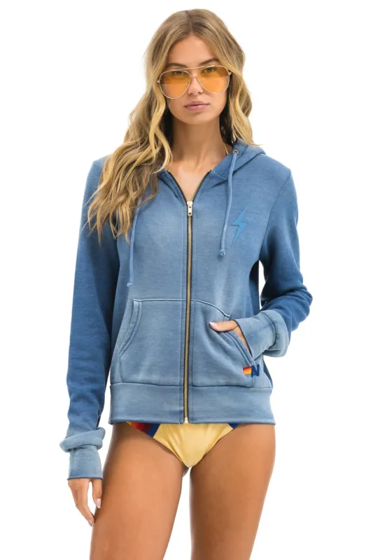 BOLT STITCH 2 ZIP HOODIE - FADED WATER sold by Aviator Nation