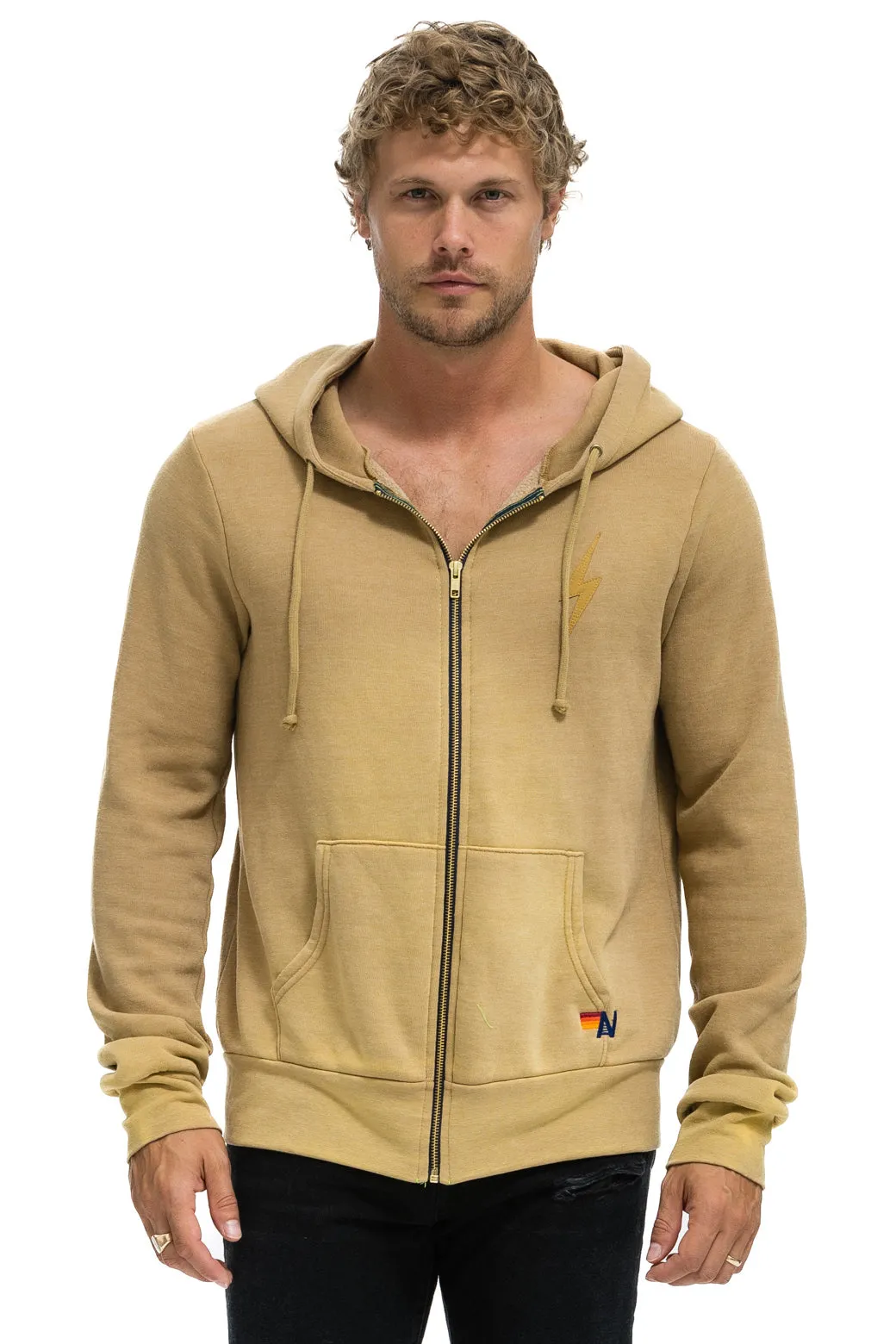 BOLT STITCH 2 ZIP HOODIE - FADED TAN sold by Aviator Nation product image thumbnail 4