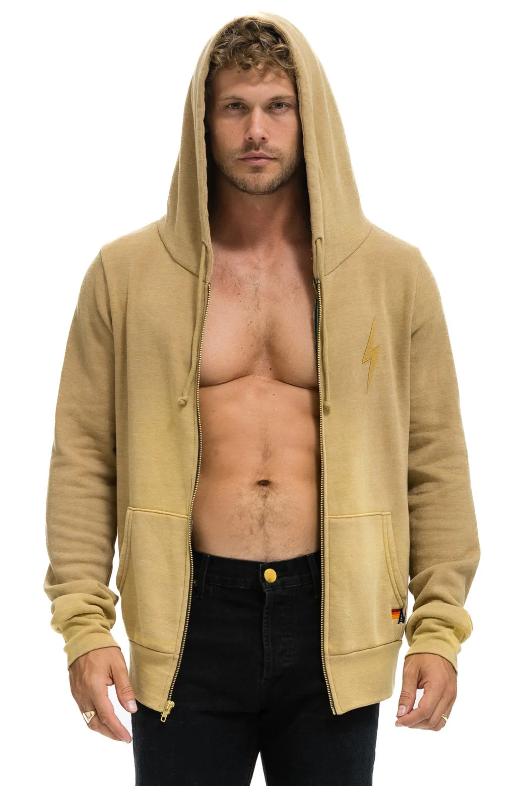 BOLT STITCH 2 ZIP HOODIE - FADED TAN sold by Aviator Nation product image thumbnail 2