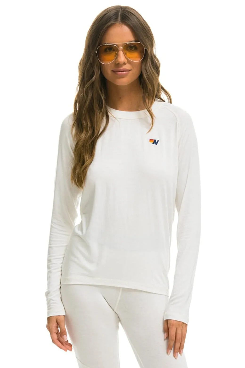 MICRO MODAL BASE LAYER TOP - VINTAGE WHITE sold by Aviator Nation