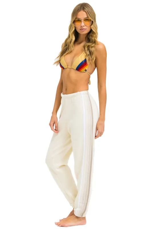 5 STRIPE SWEATPANTS - VINTAGE WHITE // WHITE GREY sold by Aviator Nation