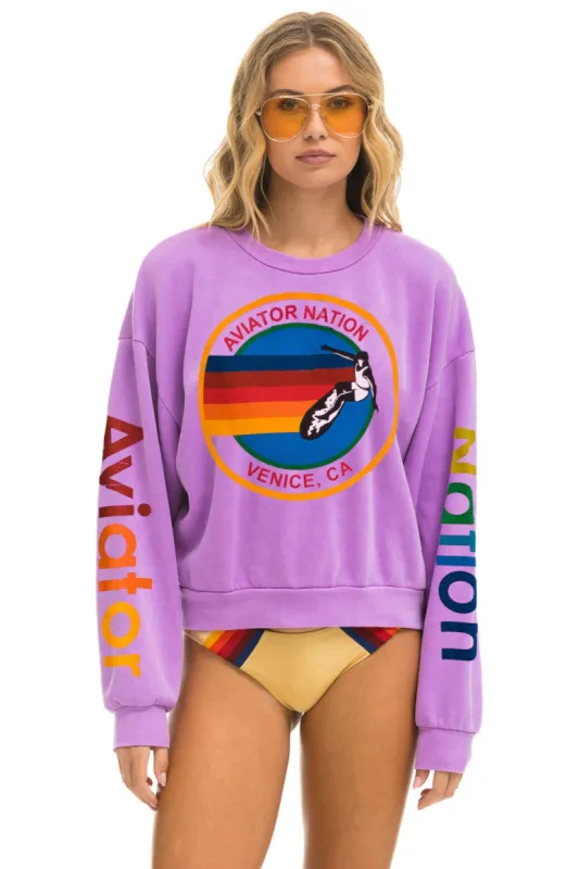MEMBER EXCLUSIVE: AVIATOR NATION RELAXED CREW SWEATSHIRT - NEON PURPLE sold by Aviator Nation