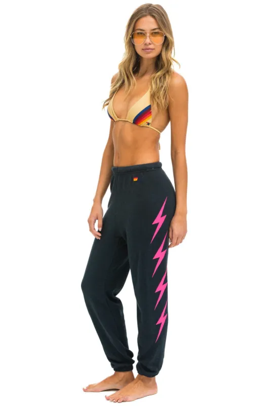 MEMBER EXCLUSIVE: BOLT 4 SWEATPANTS - CHARCOAL // NEON PINK sold by Aviator Nation