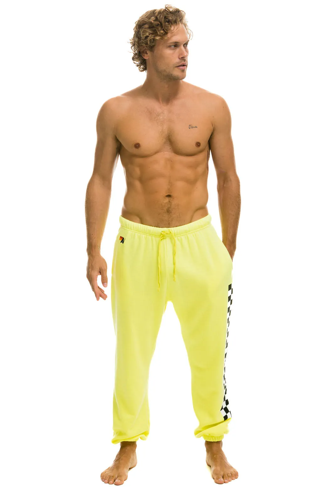 MEMBER EXCLUSIVE: CHECK LEG SWEATPANTS - NEON YELLOW sold by Aviator Nation product image thumbnail 3