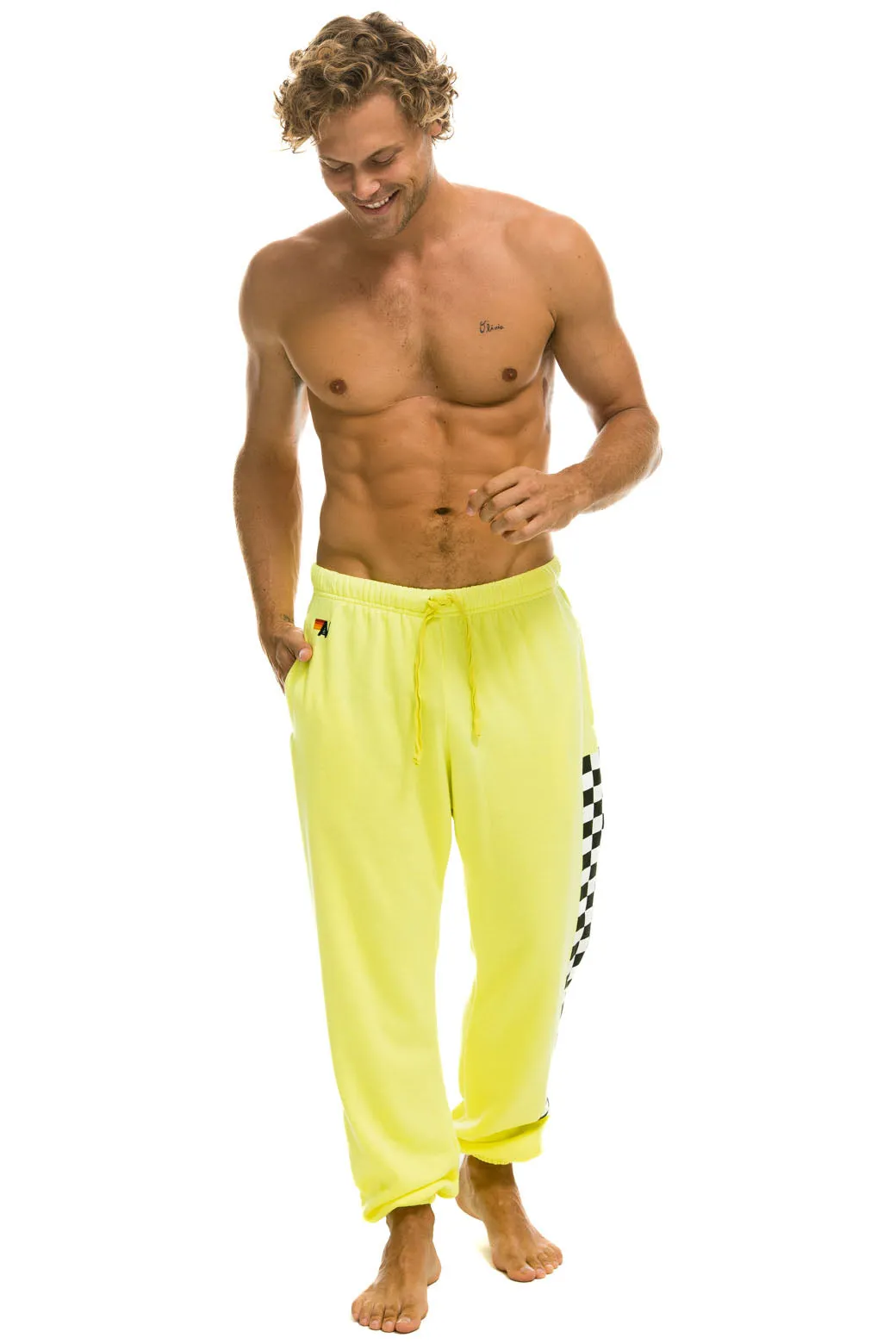 MEMBER EXCLUSIVE: CHECK LEG SWEATPANTS - NEON YELLOW sold by Aviator Nation product image thumbnail 2
