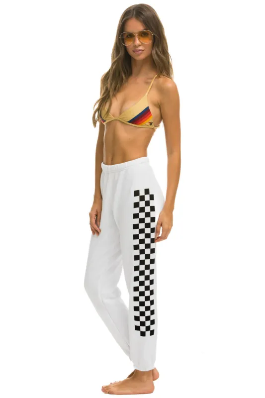 MEMBER EXCLUSIVE: CHECK LEG SWEATPANTS - WHITE sold by Aviator Nation