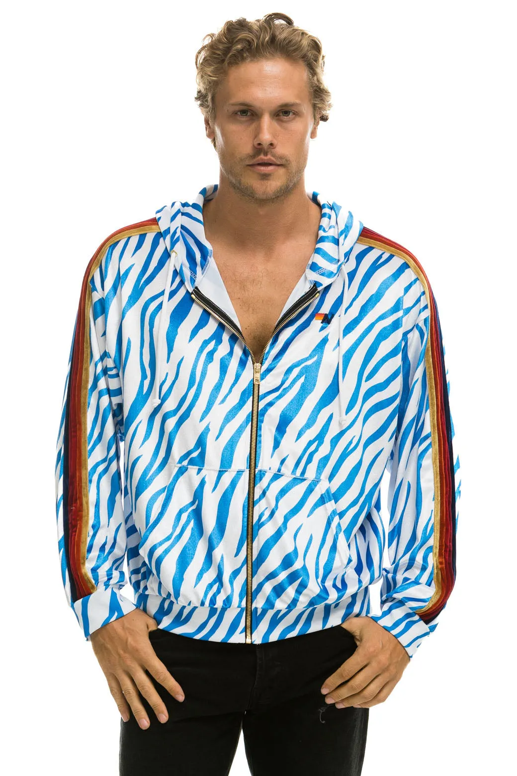 MEMBER EXCLUSIVE: CLASSIC VELVET RELAXED ZIP HOODIE - BLUE TIGER sold by Aviator Nation product image thumbnail 2
