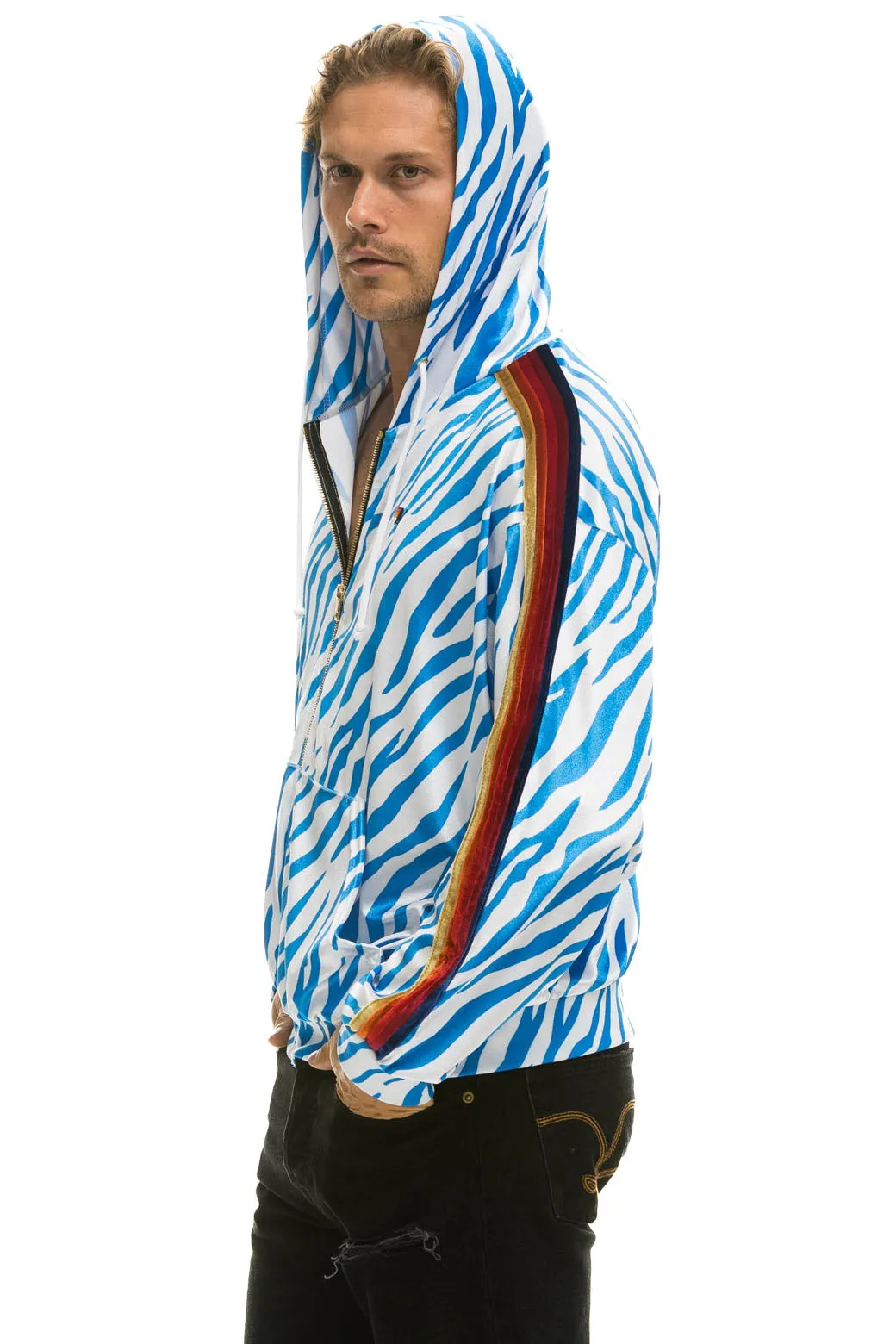 MEMBER EXCLUSIVE: CLASSIC VELVET RELAXED ZIP HOODIE - BLUE TIGER sold by Aviator Nation product image thumbnail 4
