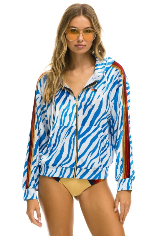 MEMBER EXCLUSIVE: CLASSIC VELVET RELAXED ZIP HOODIE - BLUE TIGER sold by Aviator Nation