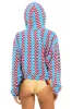 MEMBER EXCLUSIVE: GEO ZIG BOLT EMBRIODERY RELAXED CROPPED PULLOVER HOODIE - RED // BLUE sold by Aviator Nation