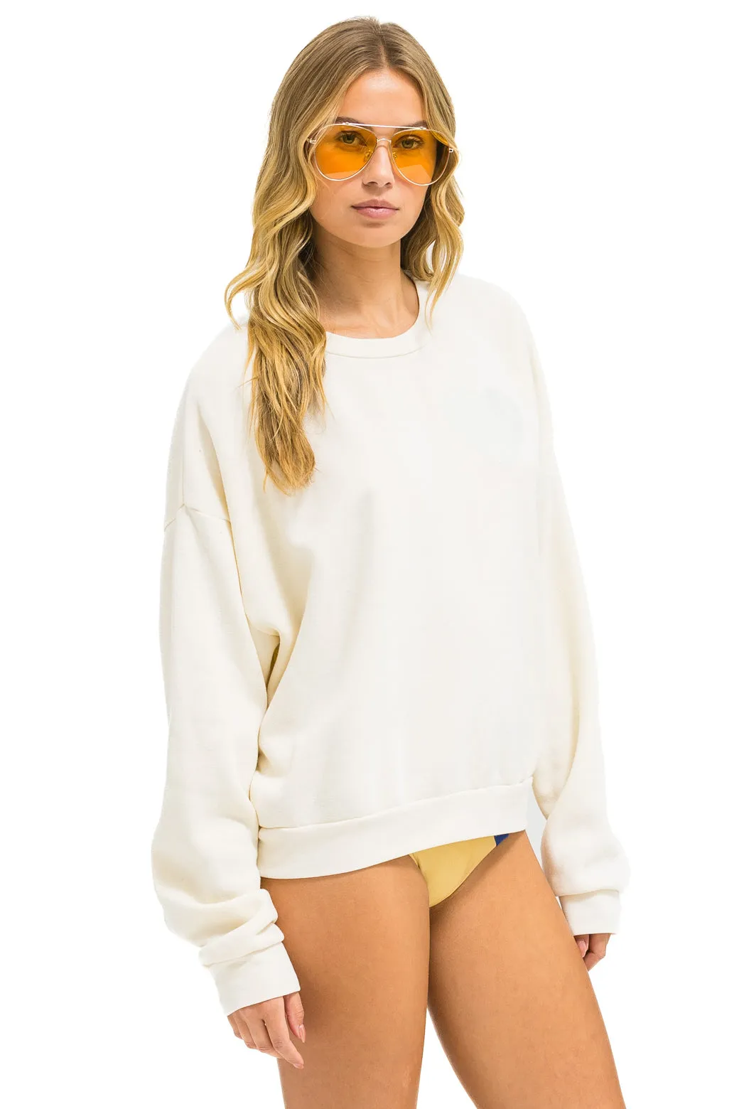 MEMBER EXCLUSIVE: GLITTER HEART RELAXED CREW SWEATSHIRT - VINTAGE WHITE // SILVER sold by Aviator Nation product image thumbnail 3