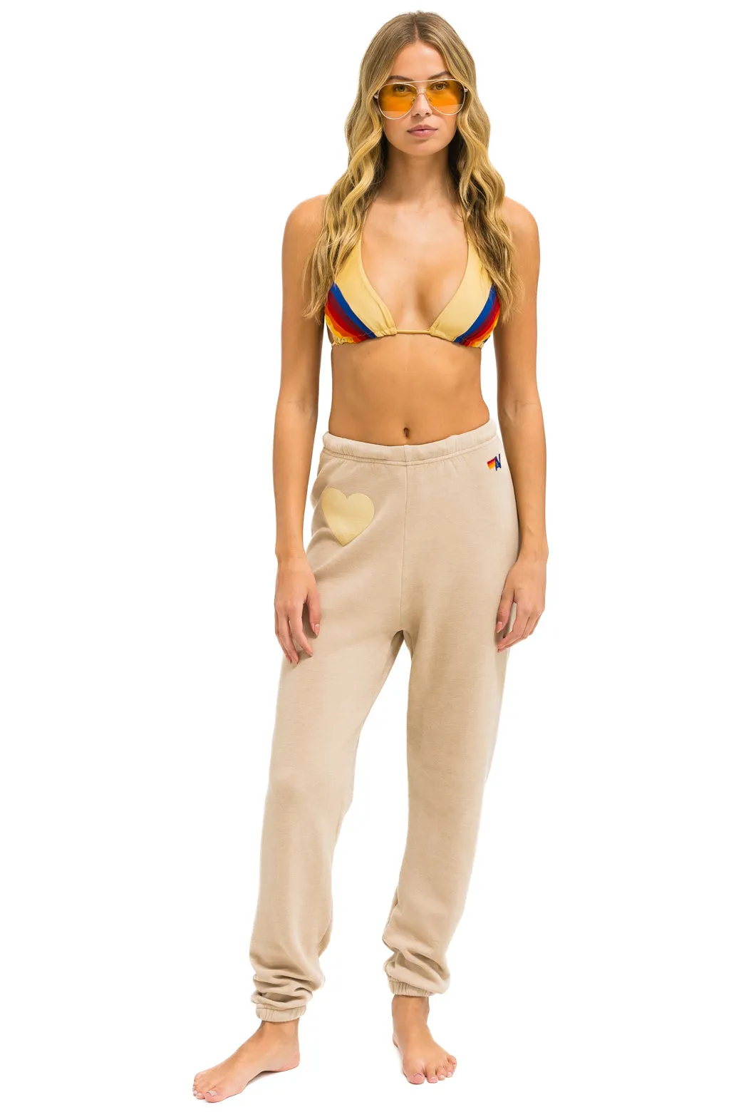 MEMBER EXCLUSIVE: GLITTER HEART SWEATPANTS - SAND // GOLD sold by Aviator Nation product image thumbnail 2