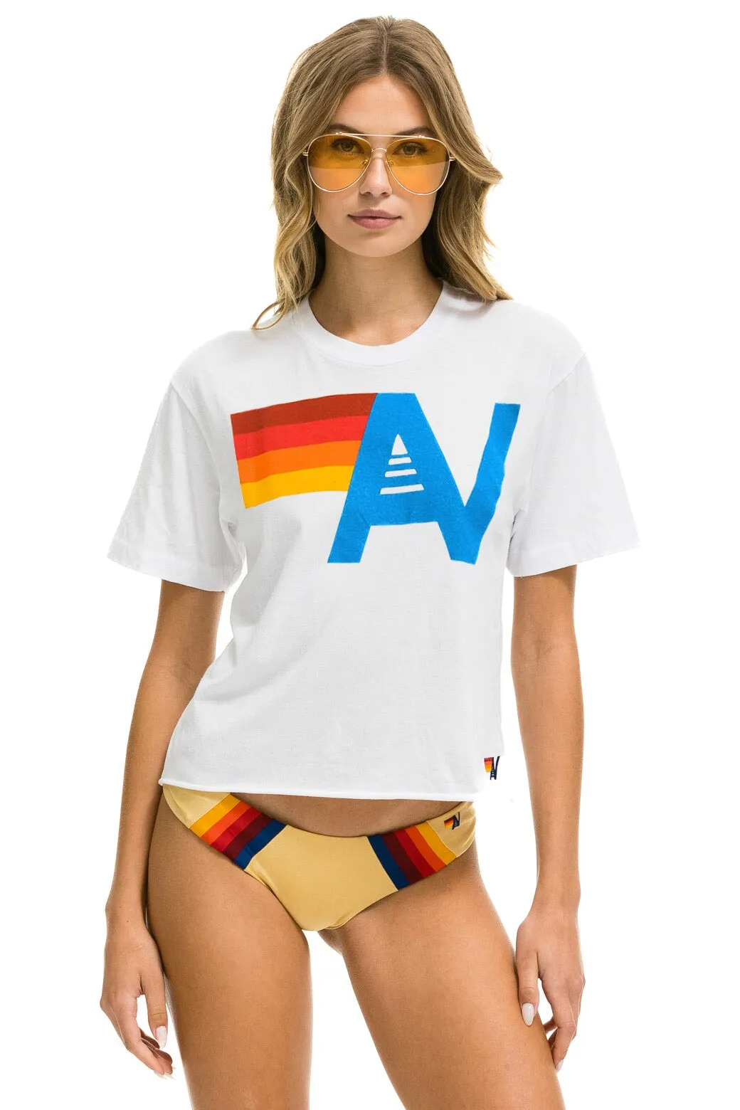 MEMBER EXCLUSIVE: LOGO BOYFRIEND TEE - WHITE sold by Aviator Nation