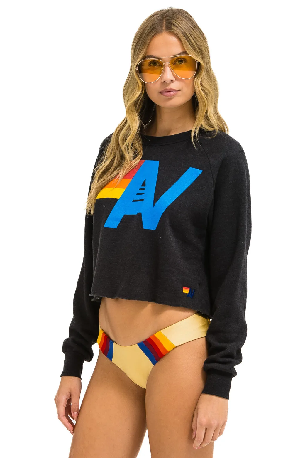 MEMBER EXCLUSIVE: LOGO CROPPED CREW SWEATSHIRT - BLACK sold by Aviator Nation product image thumbnail 2