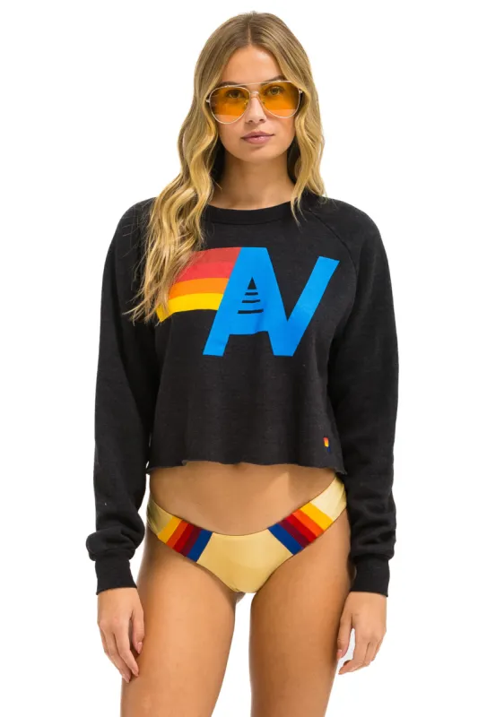 MEMBER EXCLUSIVE: LOGO CROPPED CREW SWEATSHIRT - BLACK sold by Aviator Nation