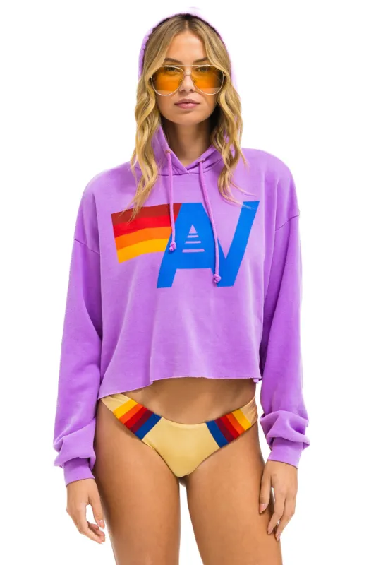 MEMBER EXCLUSIVE: LOGO CROPPED PULLOVER RELAXED HOODIE - NEON PURPLE made by Aviator Nation